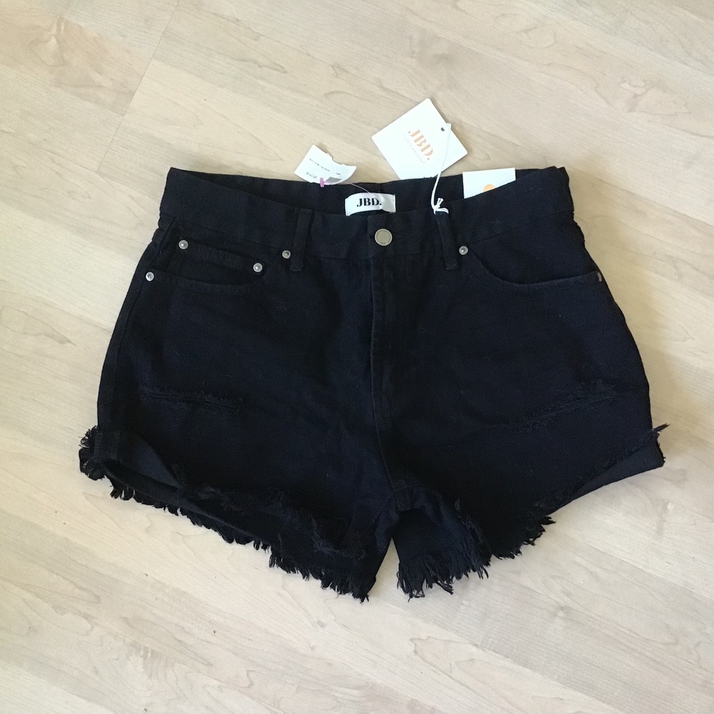 JUST BLACK DENIM JBD Black Denim cut Shorts NWT